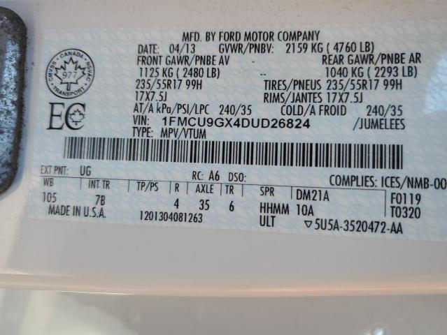 1FMCU9GX4DUD26824 - 2013 FORD ESCAPE SE WHITE photo 13