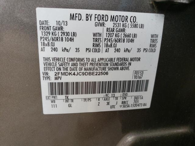 2FMDK4JC9DBE22506 - 2013 FORD EDGE SEL BROWN photo 13