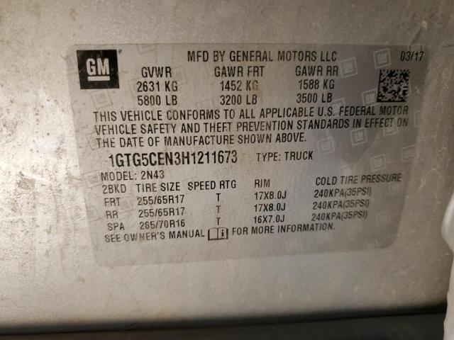 1GTG5CEN3H1211673 - 2017 GMC CANYON SLE SILVER photo 12