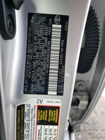 4T1BK3DB9BU382780 - 2011 TOYOTA AVALON BASE 银色 照片 12