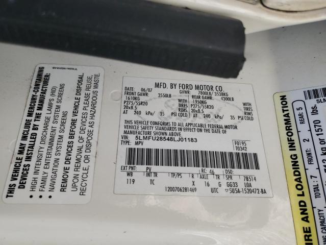 5LMFU28548LJ01183 - 2008 LINCOLN NAVIGATOR WHITE photo 14