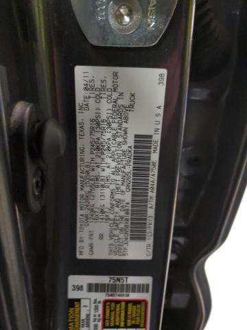 5TFJU4GN5BX010874 - 2011 TOYOTA TACOMA DOUBLE CAB PRERUNNER GRAY photo 12