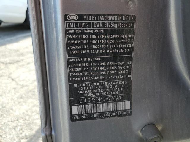 SALSP2E44DA774336 - 2013 LAND ROVER RANGE ROVE AUTOBIOGRAPHY GRAY photo 13