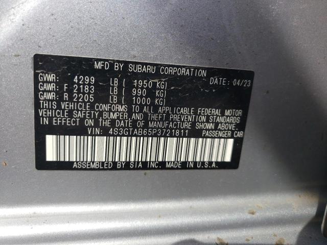 4S3GTAB65P3721811 - 2023 SUBARU IMPREZA SILVER photo 12