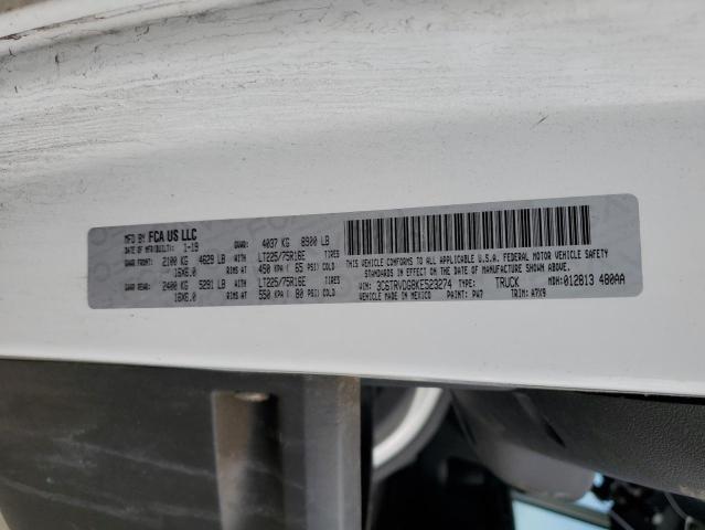 3C6TRVDG8KE523274 - 2019 RAM PROMASTER 2500 HIGH Սպիտակ լուսանկար 13