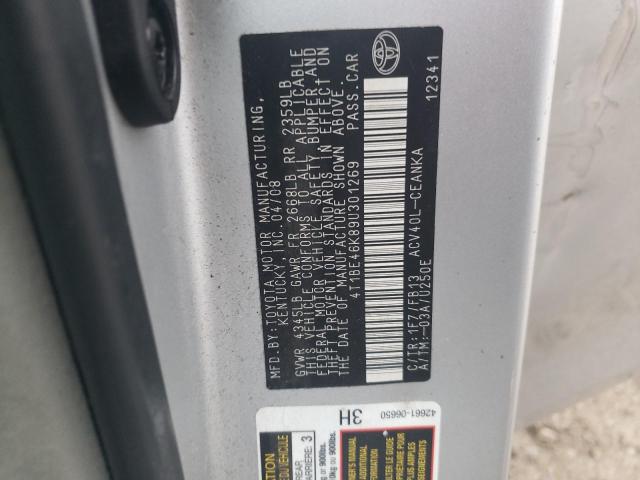 4T1BE46K89U301269 - 2009 TOYOTA CAMRY BASE GRAY photo 12