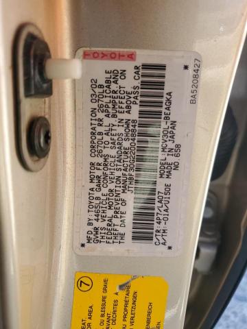 JTHBF30G220048848 - 2002 LEXUS ES 300 GOLD photo 12