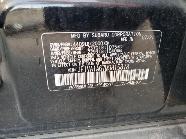 JF1VA1A67M9815878 - 2021 SUBARU WRX BLACK photo 12