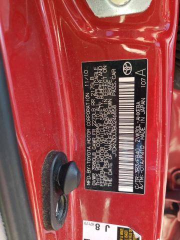 JTDKN3DU3B0246858 - 2011 TOYOTA PRIUS RED photo 13