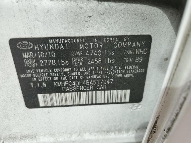 KMHFC4DF4BA517947 - 2011 HYUNDAI AZERA GLS WHITE photo 12