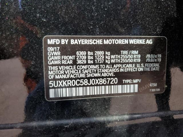 5UXKR0C58J0X86720 - 2018 BMW X5 XDRIVE35I BLACK photo 14