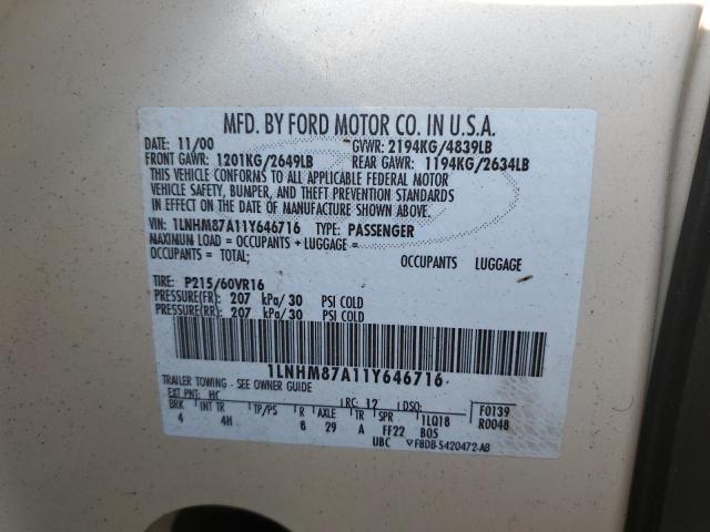 1LNHM87A11Y646716 - 2001 LINCOLN LS 米色 照片 12