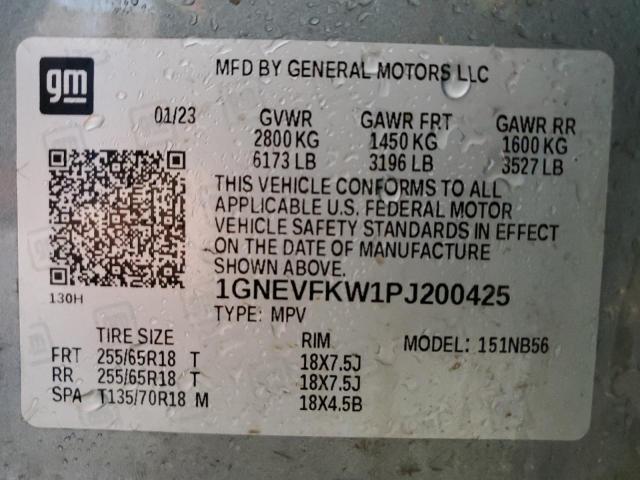 1GNEVFKW1PJ200425 - 2023 CHEVROLET TRAVERSE LS SILVER photo 14