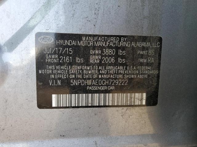 5NPDH4AE0GH729222 - 2016 HYUNDAI ELANTRA SE SILVER photo 12