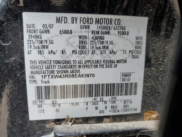 1FTXW43R08EA63970 - 2008 FORD F450 SUPER DUTY BLACK photo 13