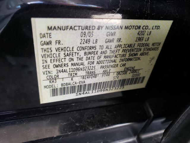 1N4AL11D96N323225 - 2006 NISSAN ALTIMA S BLACK photo 13