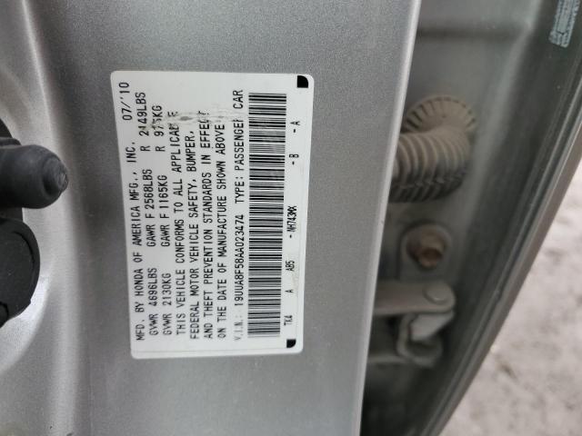 19UUA8F58AA023474 - 2010 ACURA TL SILVER photo 12