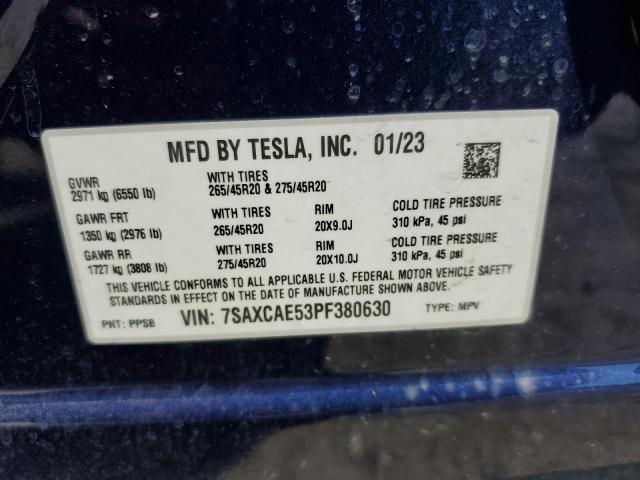 7SAXCAE53PF380630 - 2023 TESLA MODEL X BLUE photo 13