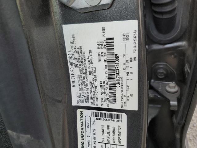 3LN6L2GKXFR610089 - 2015 LINCOLN MKZ CHARCOAL photo 12