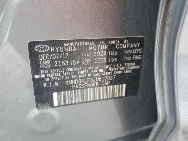 KMHD84LF3JU612037 - 2018 HYUNDAI ELANTRA SEL GRAY photo 12