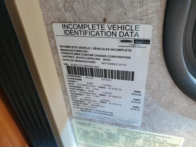 4UZFCUCY6BCBA0965 - 2011 FREIGHTLINER CHASSIS XC თაფლისფერი ფოტო 10