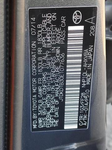 JTDKDTB30E1077636 - 2014 TOYOTA PRIUS C GRAY photo 12