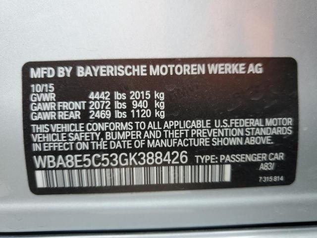 WBA8E5C53GK388426 - 2016 BMW 328 D SILVER photo 12