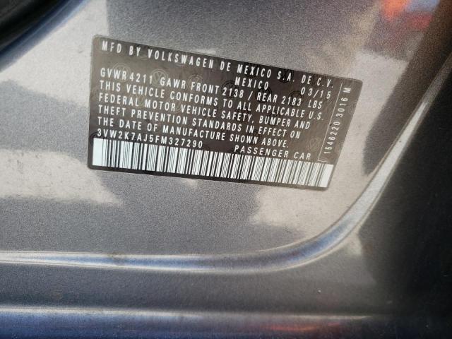 3VW2K7AJ5FM327290 - 2015 VOLKSWAGEN JETTA BASE 灰色 照片 13