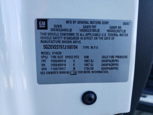 5GZEV23797J168704 - 2007 SATURN OUTLOOK XR WHITE photo 13