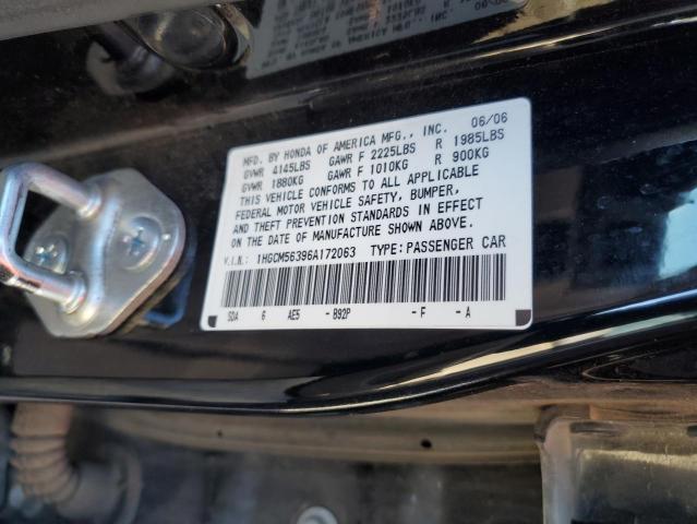 1HGCM56396A172063 - 2006 HONDA ACCORD SE BLACK photo 12