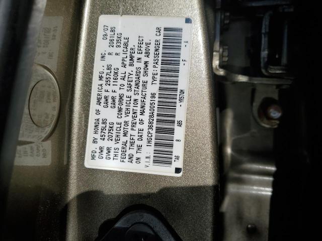 1HGCP36828A005196 - 2008 HONDA ACCORD EXL TAN photo 12