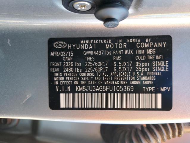 KM8JU3AG8FU105369 - 2015 HYUNDAI TUCSON LIMITED SILVER photo 12