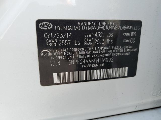 5NPE24AA6FH116992 - 2015 HYUNDAI SONATA ECO WHITE photo 13