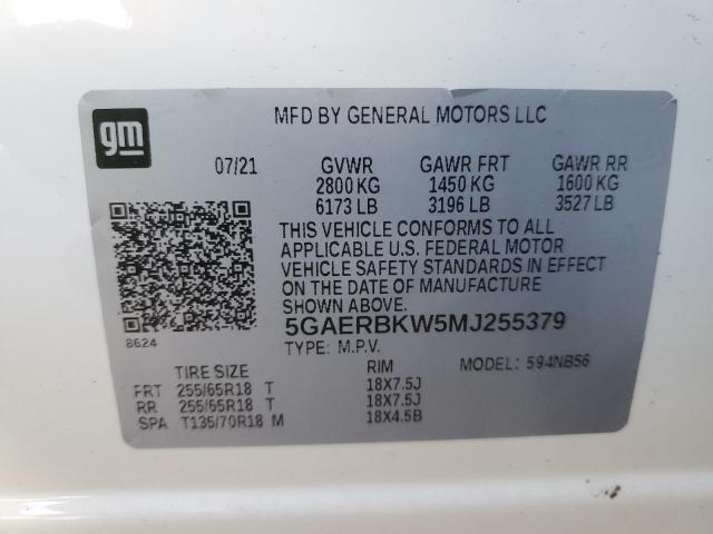 5GAERBKW5MJ255379 - 2021 BUICK ENCLAVE ESSENCE თეთრი ფოტო 13