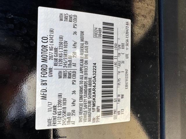 1FM5K8AR4JGA32224 - 2018 FORD EXPLORER POLICE INTERCEPTOR 黑色 照片 10