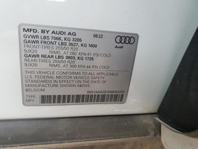 WA1AAAGE3NB043293 - 2022 AUDI E-TRON PREMIUM WHITE photo 14