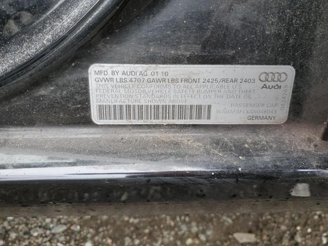 WAUAFAFLXAN046043 - 2010 AUDI A4 PREMIUM BLACK photo 12