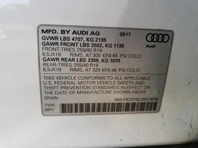 WA1HCCFS2JR013036 - 2018 AUDI Q3 PREMIUM PLUS WHITE photo 13