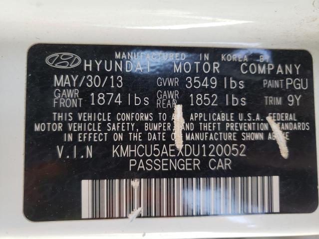 KMHCU5AEXDU120052 - 2013 HYUNDAI ACCENT GLS WHITE photo 12