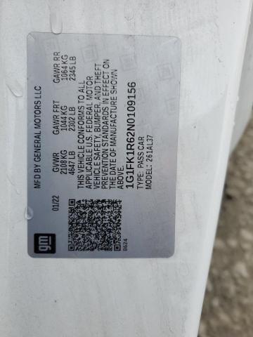 1G1FK1R62N0109156 - 2022 CHEVROLET CAMARO ZL1 白色 照片 12