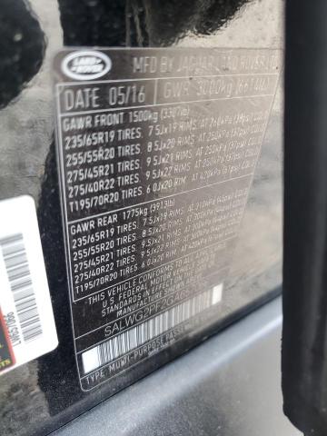 SALWG2PF2GA657066 - 2016 LAND ROVER RANGE ROVE SE BLACK photo 12