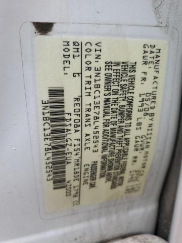 3N1BC13E78L452543 - 2008 NISSAN VERSA S WHITE photo 12