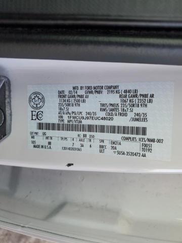 1FMCU9J97EUC48020 - 2014 FORD ESCAPE TITANIUM WHITE photo 13