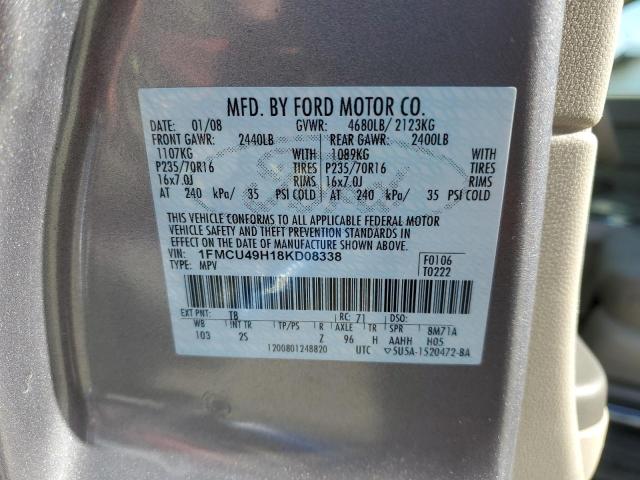 1FMCU49H18KD08338 - 2008 FORD ESCAPE HEV CHARCOAL photo 12