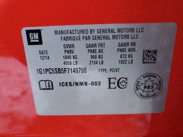 1G1PC5SB5F7149790 - 2015 CHEVROLET CRUZE LT RED photo 12