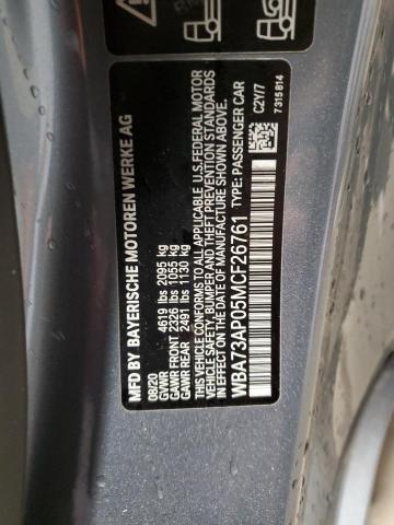 WBA73AP05MCF26761 - 2021 BMW 430XI CHARCOAL photo 12