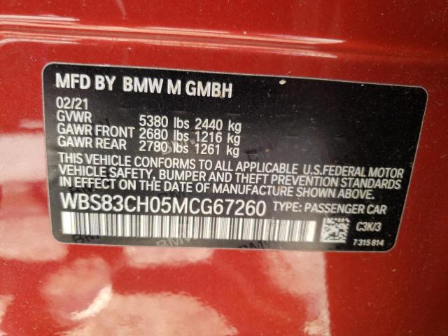 WBS83CH05MCG67260 - 2021 BMW M5 ORANGE photo 13