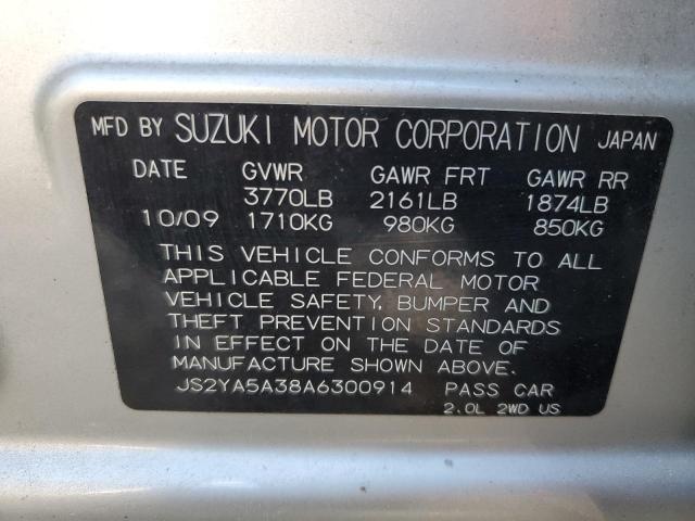 JS2YA5A38A6300914 - 2010 SUZUKI SX4 SILVER photo 13