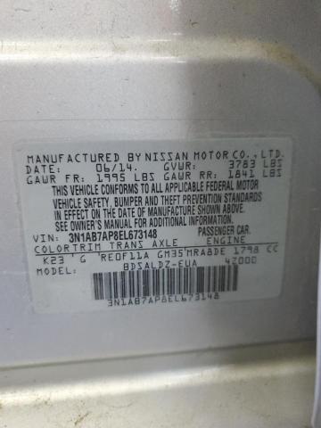 3N1AB7AP8EL673148 - 2014 NISSAN SENTRA S SILVER photo 13