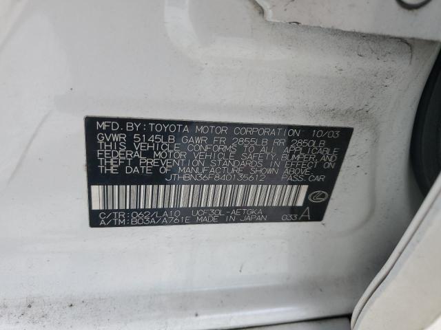 JTHBN36F840135612 - 2004 LEXUS LS 430 WHITE photo 12